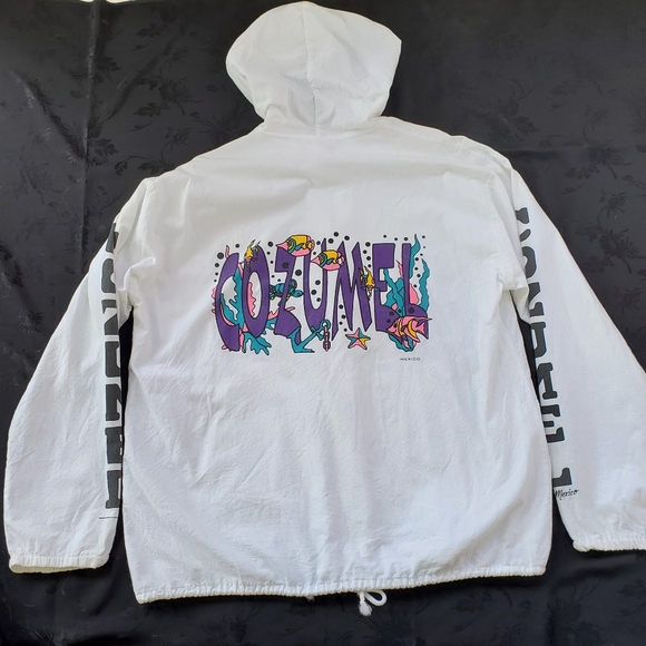 Cozumel Mexico Men's Medium ? Vintage Zip Jacket 90s Hoodie White Light Vacation - Picture 1 of 15